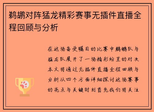 鹈鹕对阵猛龙精彩赛事无插件直播全程回顾与分析